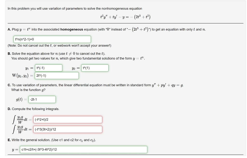 Solved In this problem you will use variation of parameters | Chegg.com