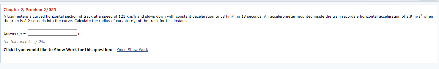 Solved Chapter 2, Problem 2/085 A train enters a curved | Chegg.com