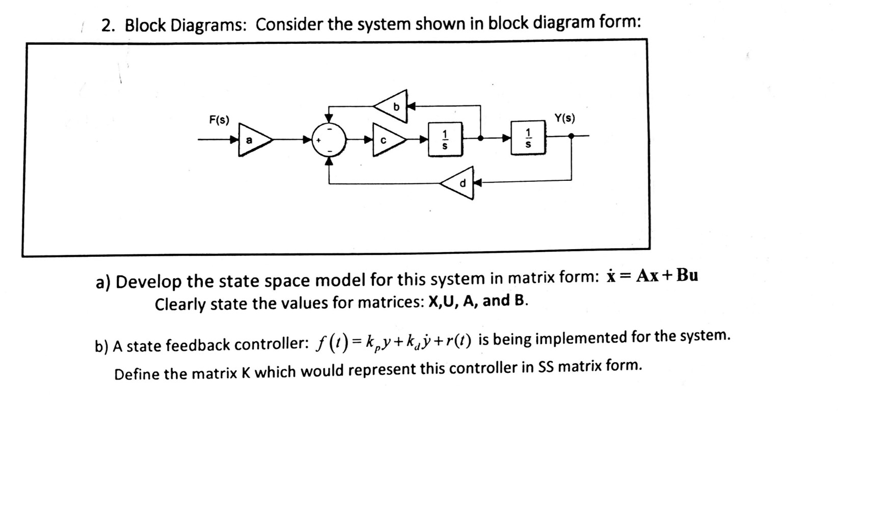 Solved I 2 Block Diagrams Consider The System Shown In Chegg Com