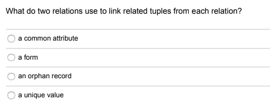 Solved What do two relations use to link related tuples from | Chegg.com