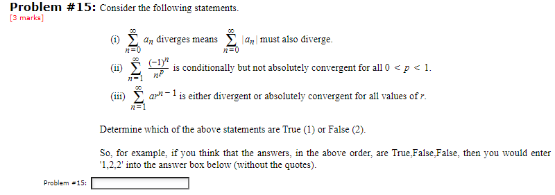 Solved Problem #15: Consider the following statements. [3 | Chegg.com