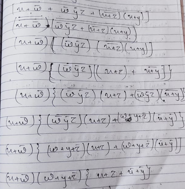 Solved 1 Use Demorgan S Theorem Remove Complement Outside Braces X W Y W Y Z X 2 X Y B X Yz Y Z W Q