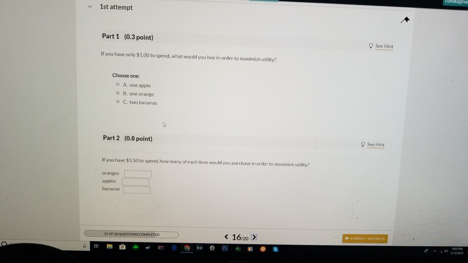 Solved 16 Question (1 point) a See page 514 e you can only | Chegg.com