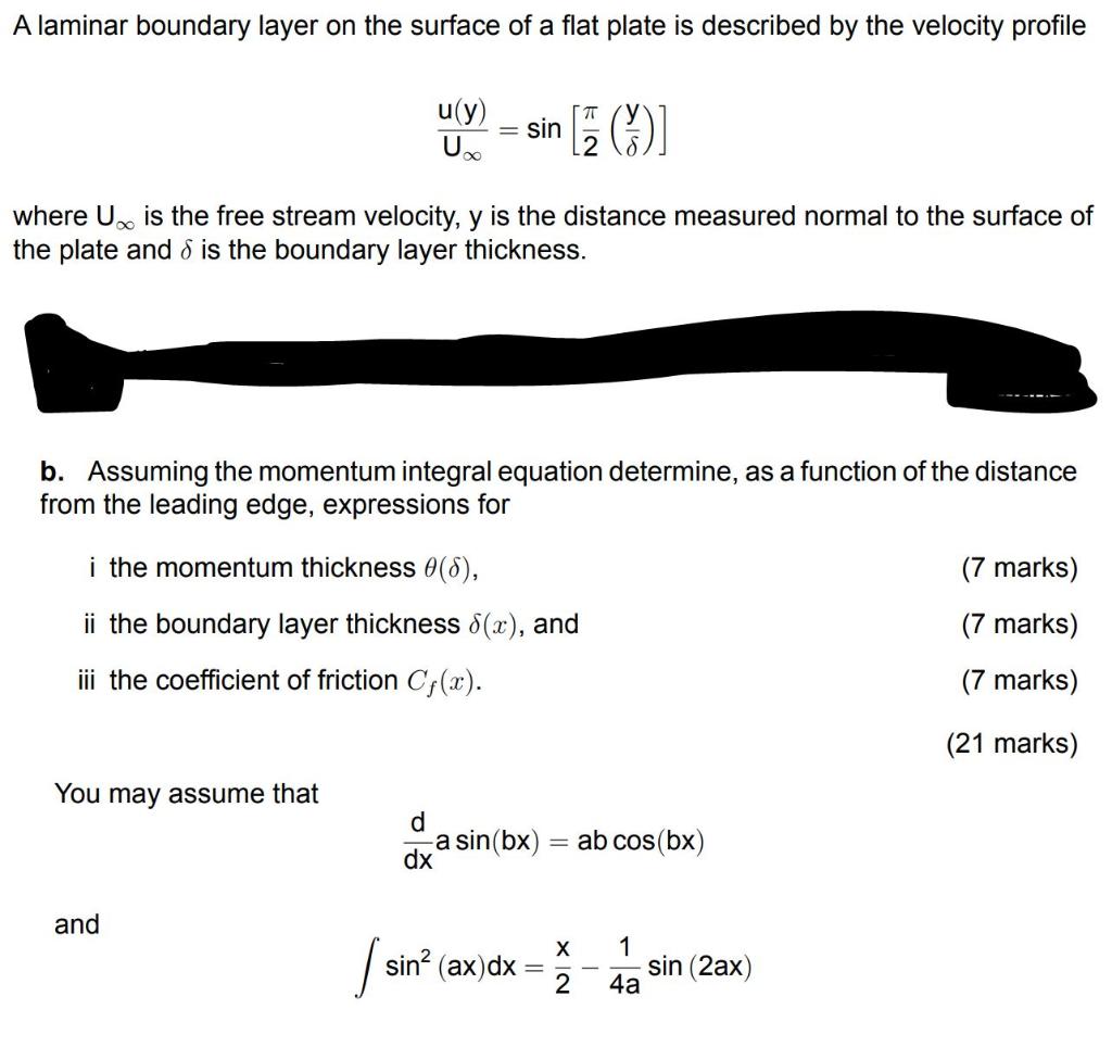 Solved A laminar boundary layer on the surface of a flat | Chegg.com