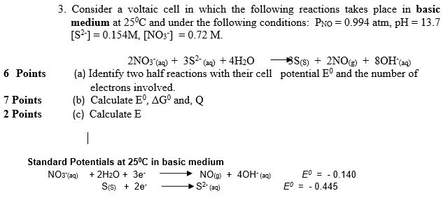 Solved 6 Points 3. Consider a voltaic cell in which the | Chegg.com