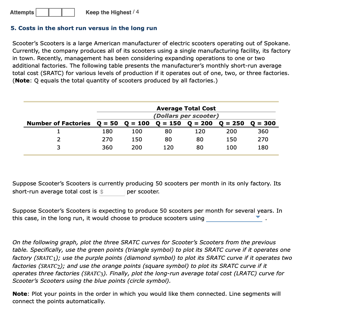 5. Costs in the short run versus in the long run