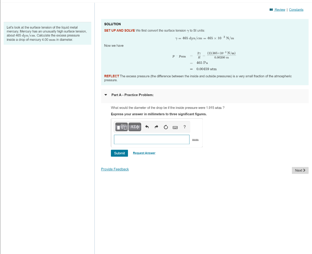 [Solved] Let's look at the surface tension of the liqui