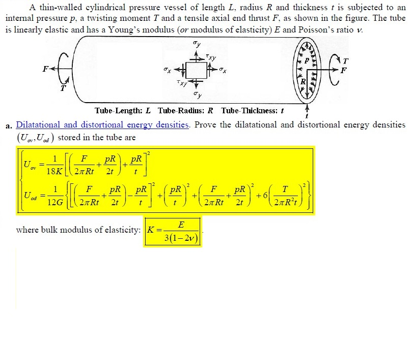 Solved A thin-walled cylindrical pressure vessel of length | Chegg.com