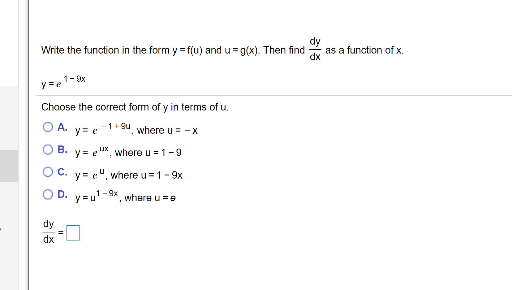 Solved Write The Function In The Form Y F U And U G Chegg Com