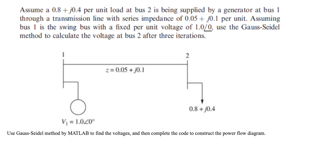 Solved Assume a 0.8+j0.4 per unit load at bus 2 is being | Chegg.com