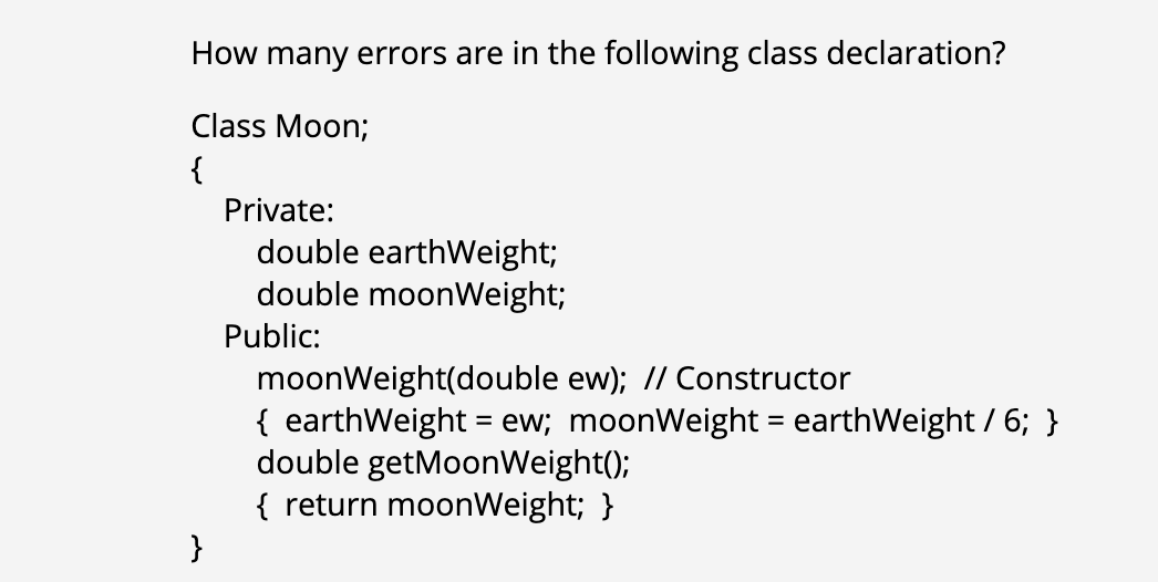 Solved How many errors are in the following class | Chegg.com