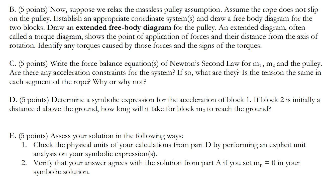 Solved A pulley of mass mp and radius R is attached to the