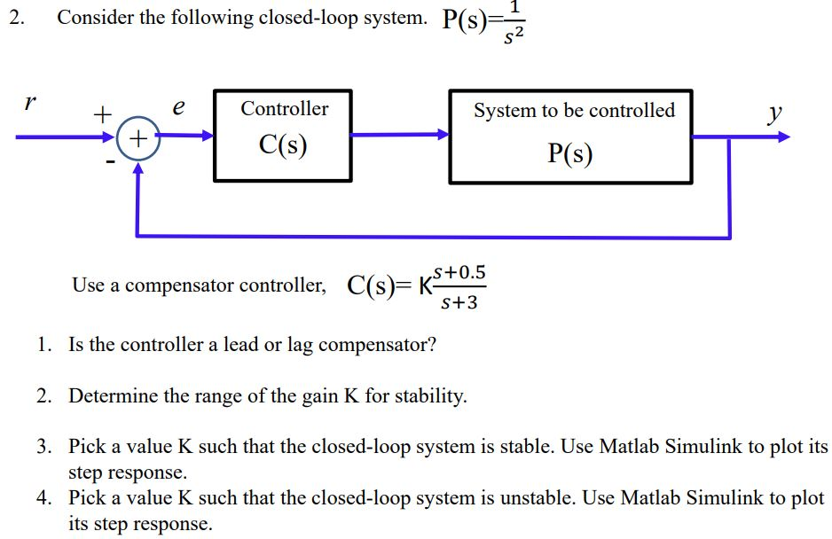 1 2. Consider the following closed-loop system. P(s)- | Chegg.com