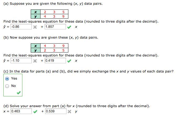 Solved (a) Suppose you are given the following (x, y) data | Chegg.com