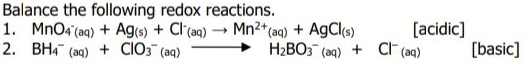 Solved Balance the following redox reactions. 1. MnO4 (aq) + | Chegg.com