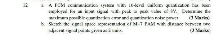 Solved 12 A PCM communication system with 16-level uniform | Chegg.com