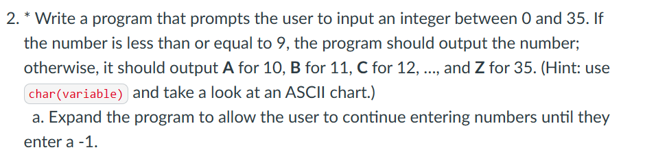 Solved 2. ∗ Write A Program That Prompts The User To Input | Chegg.com