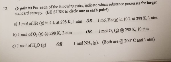 Solved 12. (6 points) For each of the following pairs, | Chegg.com