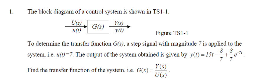 Solved 1. The block diagram of a control system is shown in | Chegg.com