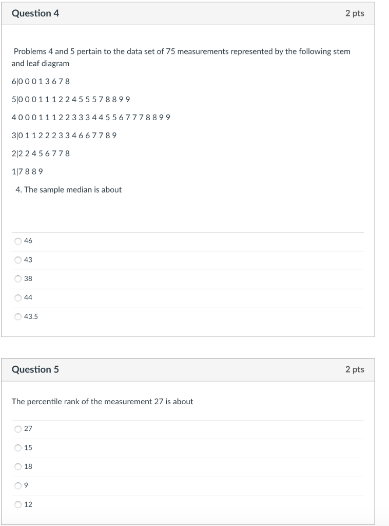 Solved Question 3 2 pts Find the variance of a sample for | Chegg.com