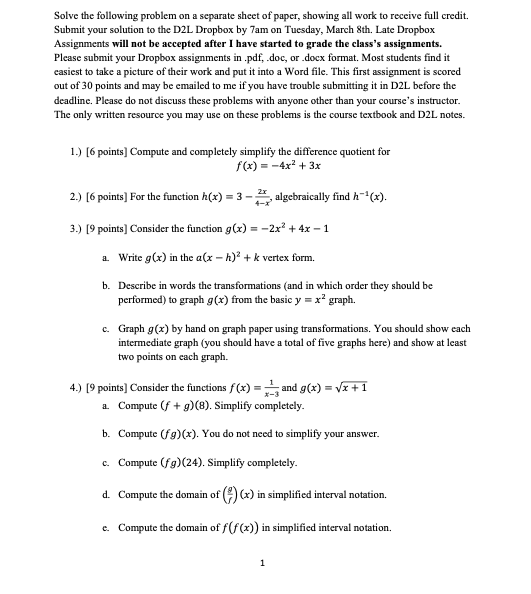 Solved Solve the following problem on a separate sheet of | Chegg.com