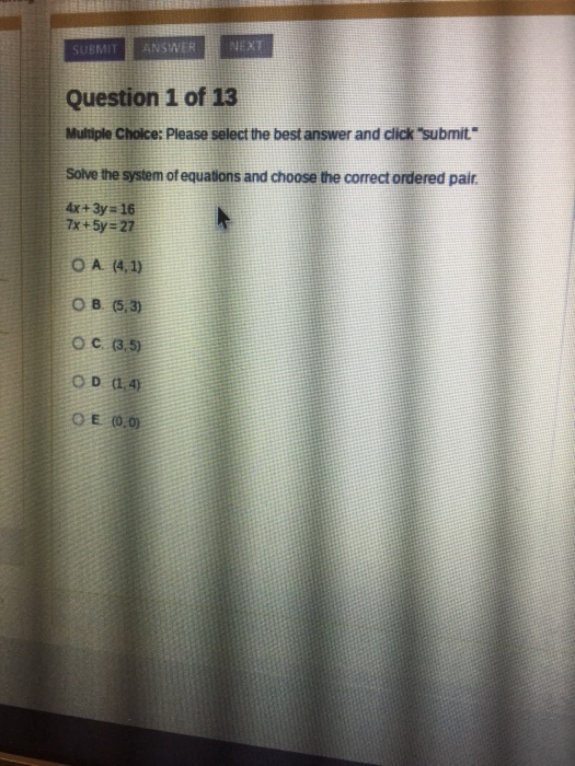Solved solve the system of equations and choose the correct | Chegg.com