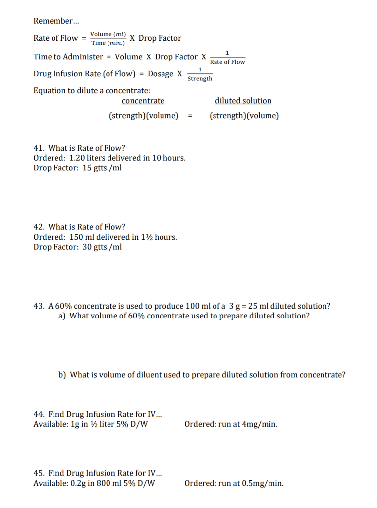 Solved Remember... Volume (ml) Rate of Flow = X Drop Factor | Chegg.com
