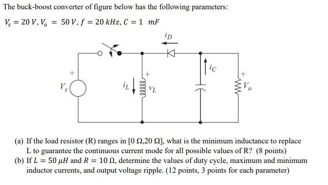 Solved The buck-boost converter of figure below has the | Chegg.com