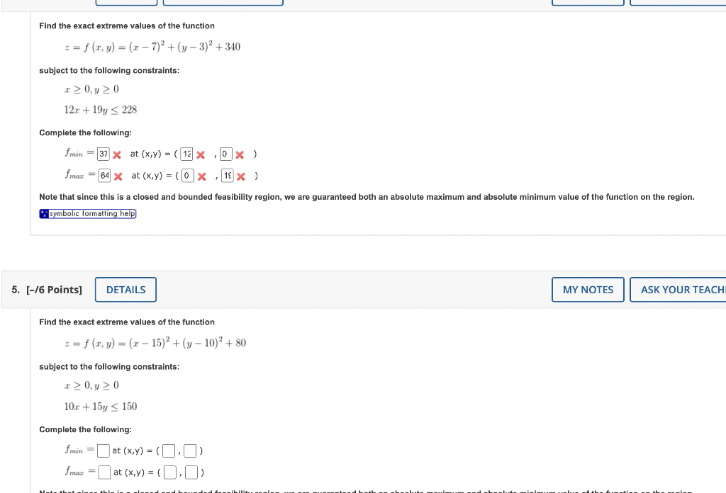 Solved Find the exact extreme values of the function | Chegg.com