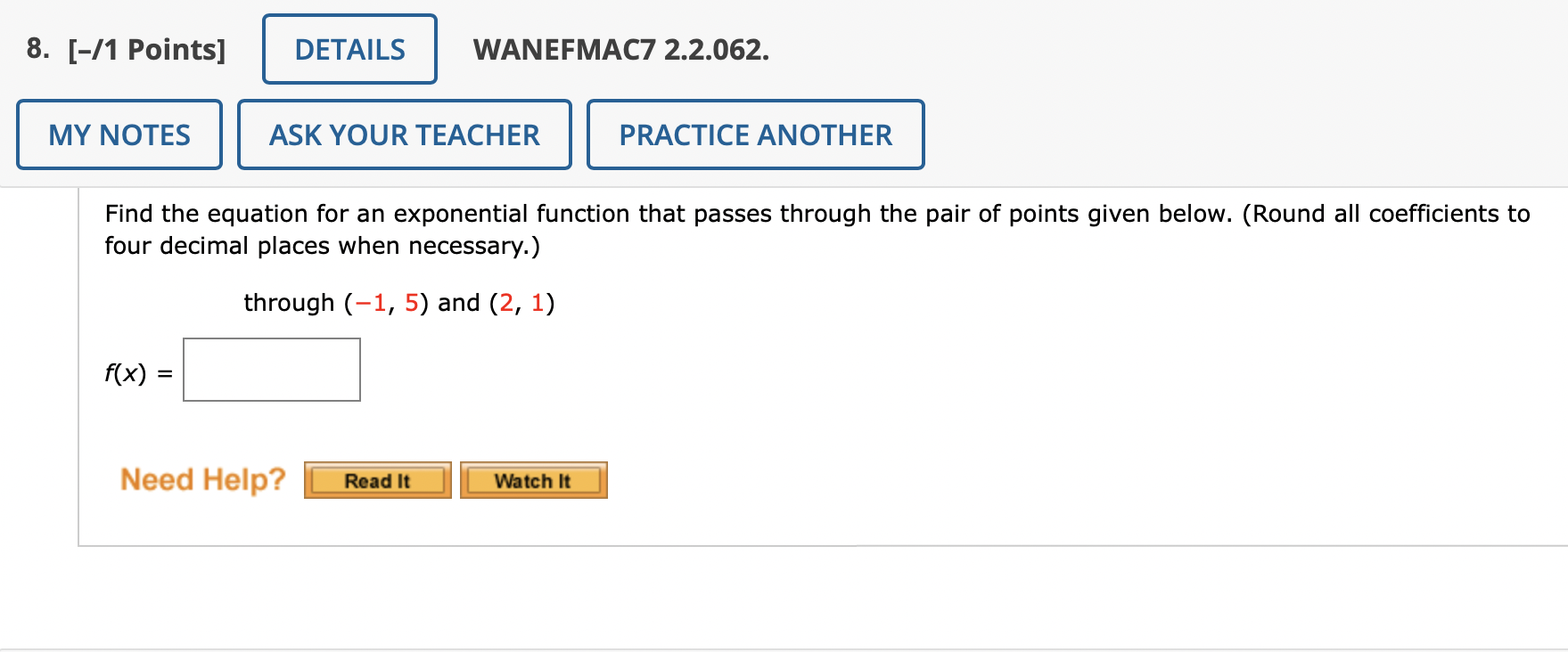 Solved Find the equation for an exponential function that | Chegg.com