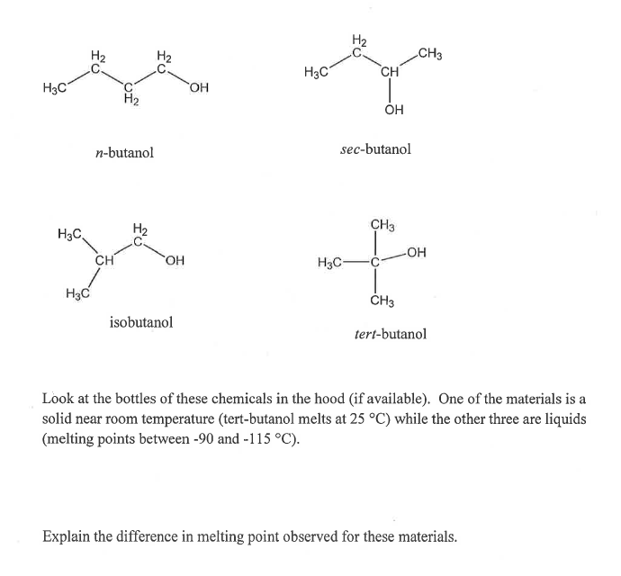 Solved H2 H2 CH3 H3C CH H3C OH H2 OH n-butanol sec-butanol | Chegg.com