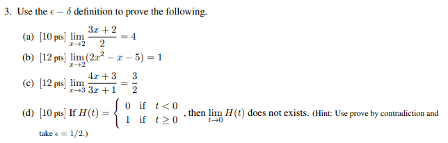 Solved Use the ϵ−δ definition to prove the following. (a) | Chegg.com