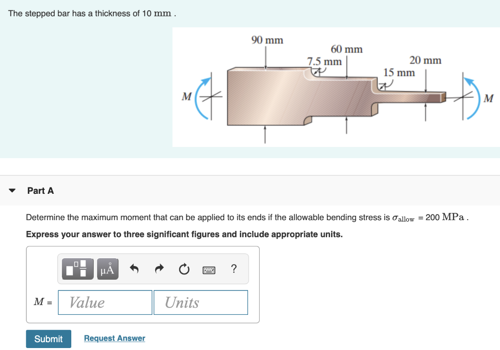 Solved The Stepped Bar Has A Thickness Of 10 Mm. 90 Mm 60 Mm | Chegg.com