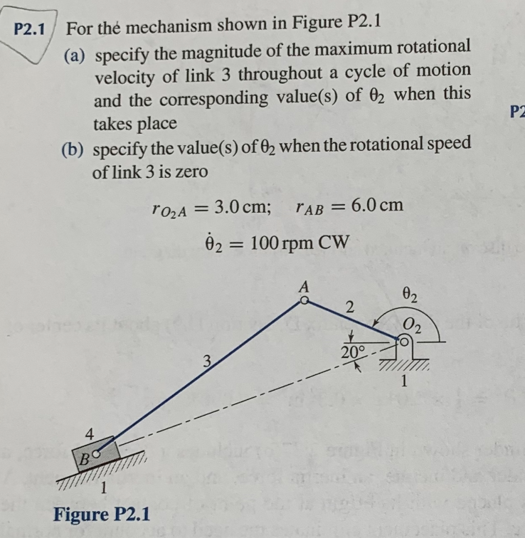Solved For the mechanism shown in Figure P2.1 (a) specify | Chegg.com