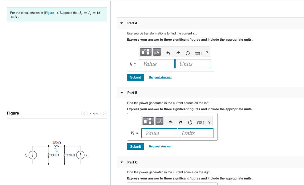 Solved For the circuit shown in (Figure 1). Suppose that I1 | Chegg.com