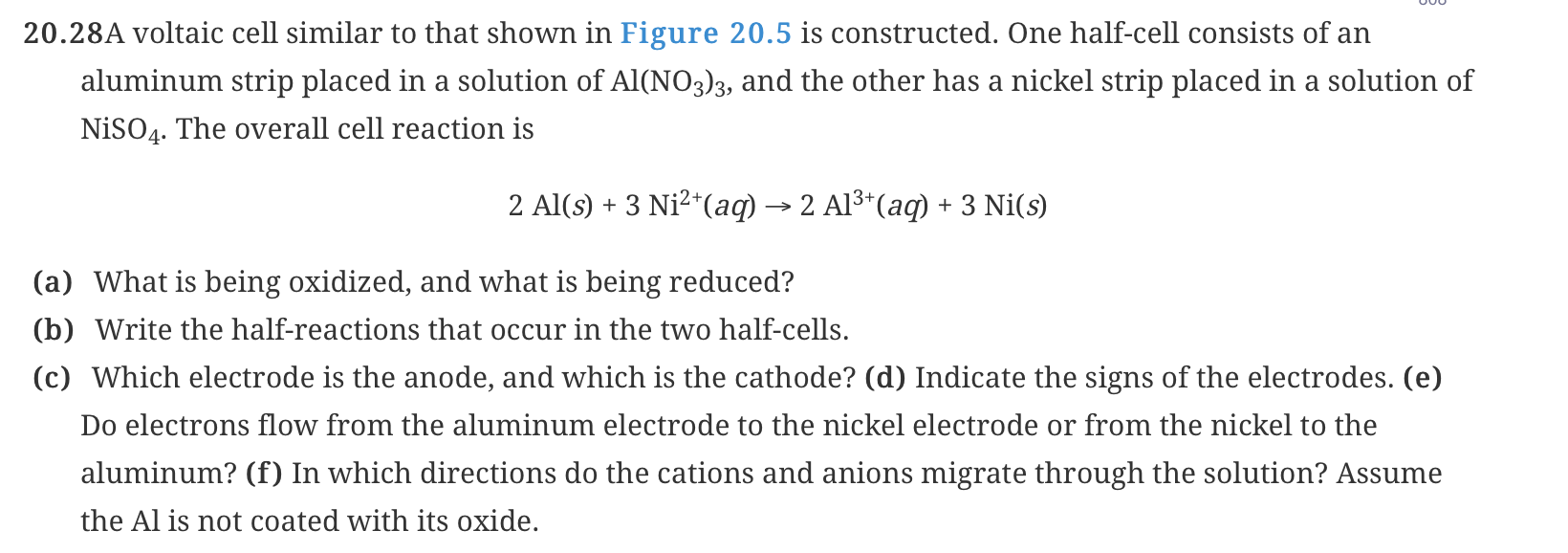 Solved 20.28A voltaic cell similar to that shown in Figure | Chegg.com
