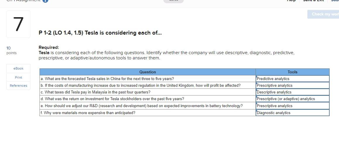 Solved P 1-2 (LO1.4,1.5) Tesla is considering each of... | Chegg.com