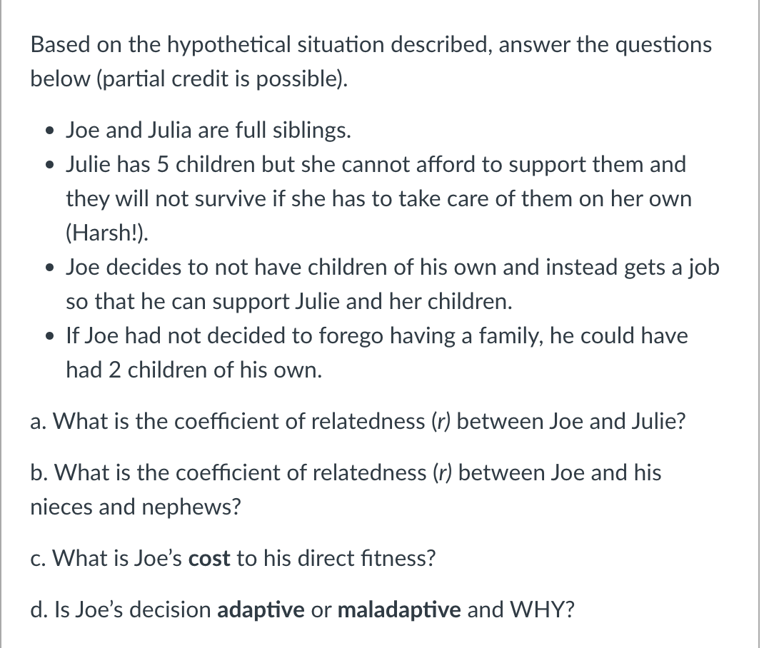 Solved Based on the hypothetical situation described, answer | Chegg.com