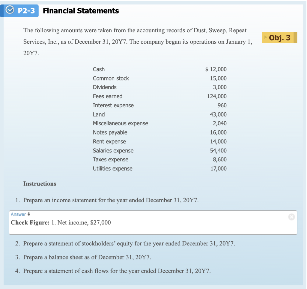 Solved P24 Financial Statements Dust, Sweep, Repeat