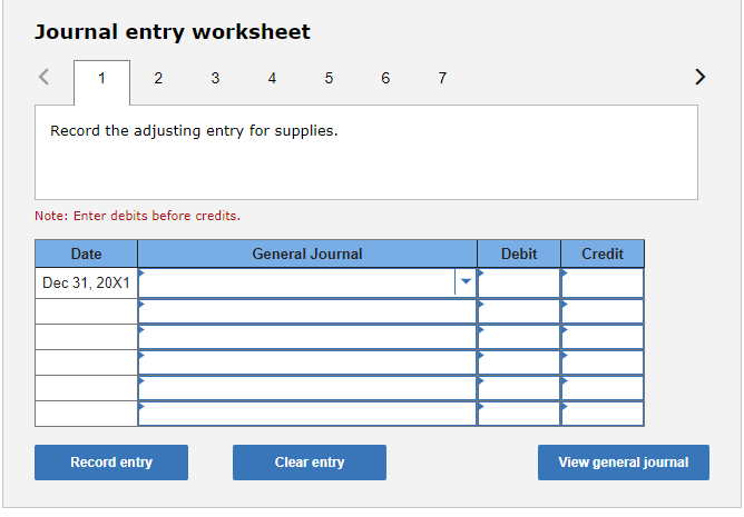 Journal entry worksheet
4
5
Note: Enter debits before credits.