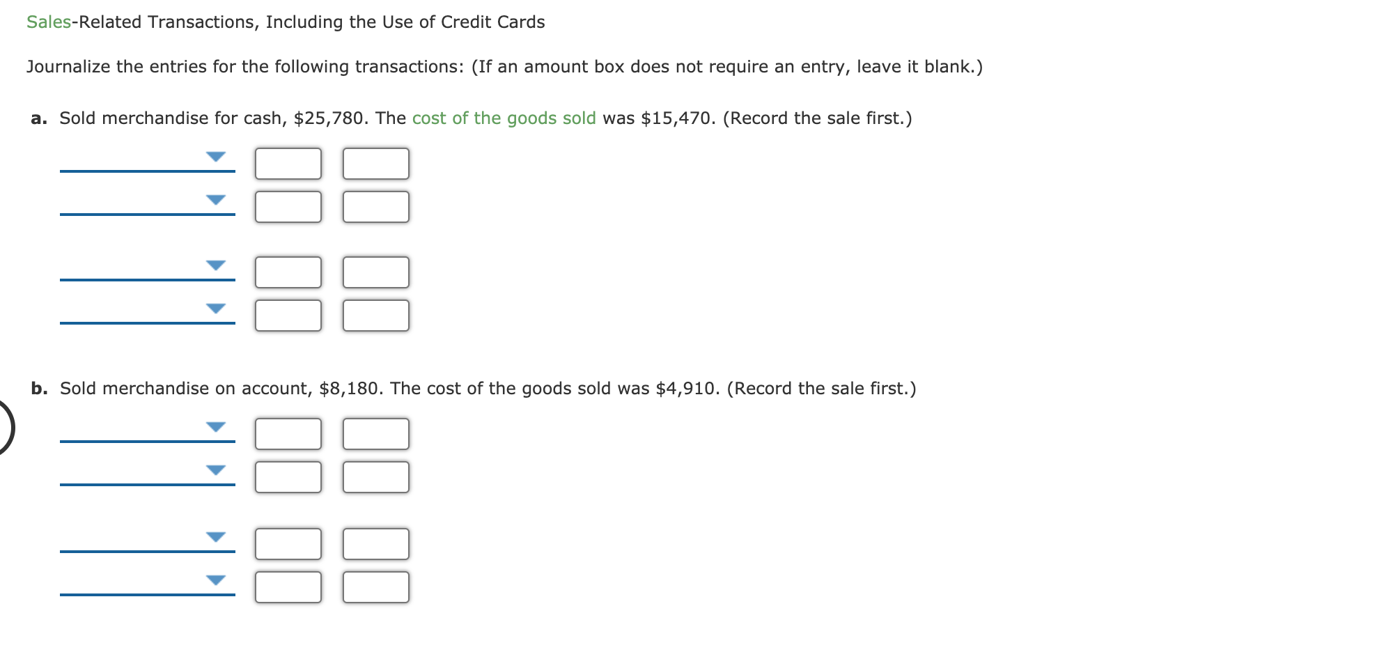 Solved SalesRelated Transactions, Including the Use of
