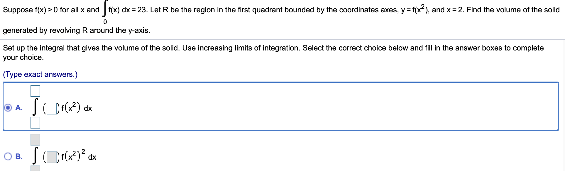 Solved Suppose F X 0 For All X And F X Dx 23 Let R Be