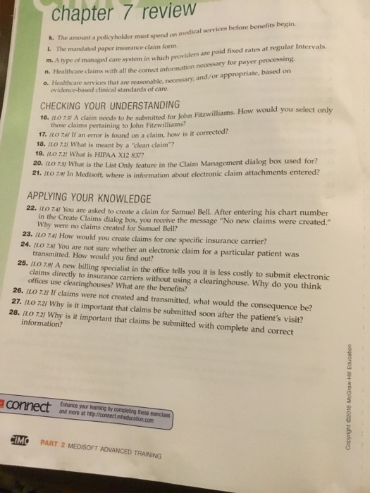 Solved chapter 7 review policyholder must spend on medical | Chegg.com