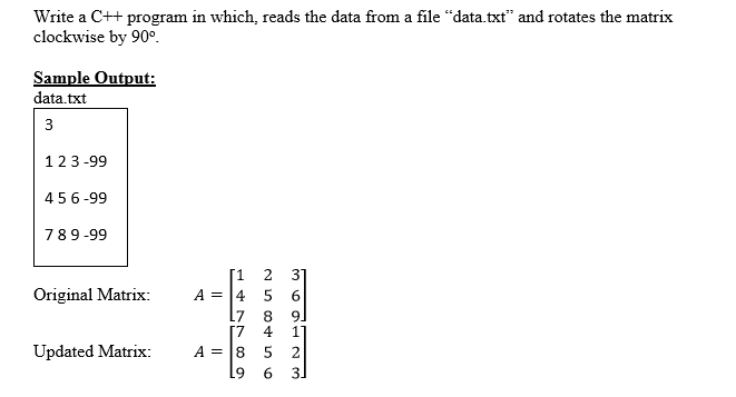 Solved Write a C++ program in which, reads the data from a | Chegg.com