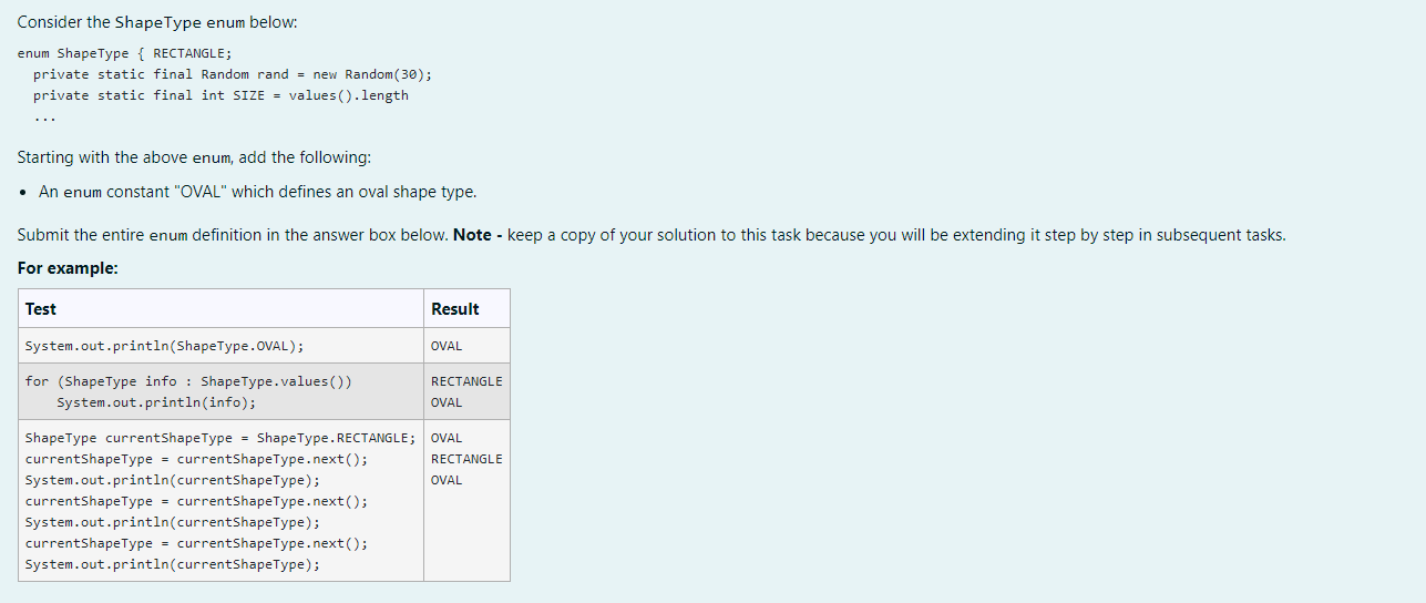 Solved Consider the Shape Type enum below enum Shape Type {