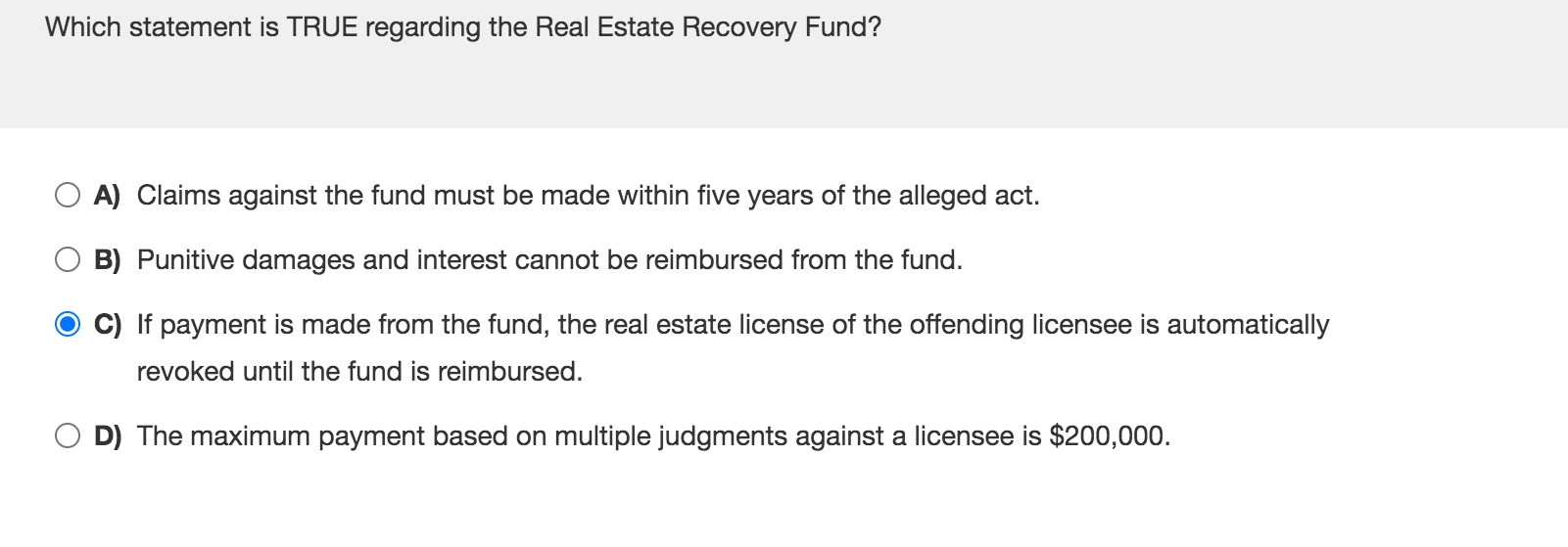 Solved Which statement is TRUE regarding the Real Estate