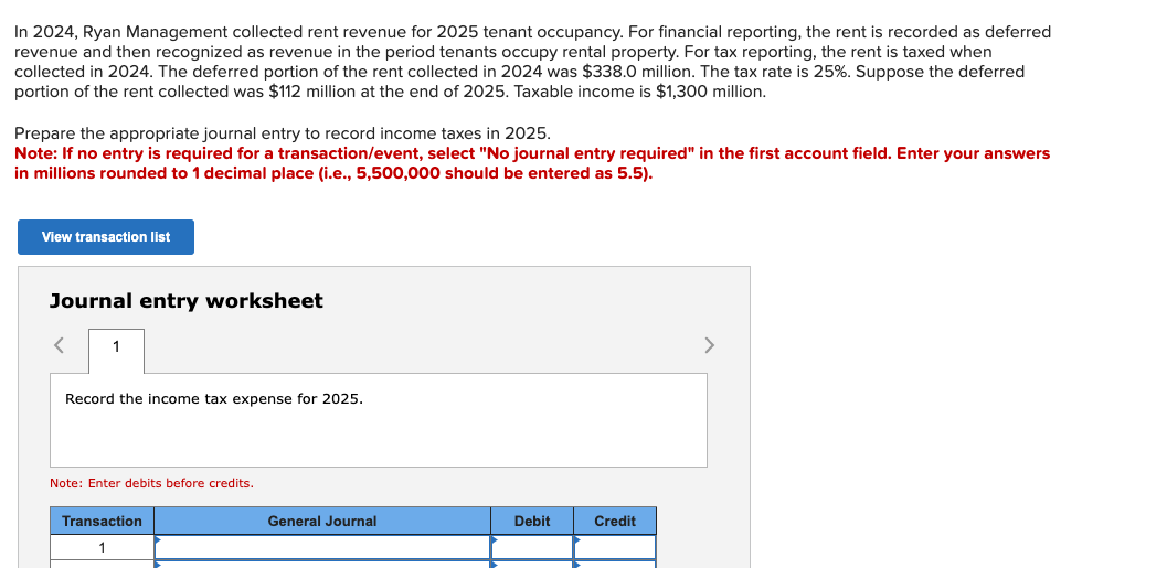 Solved In 2025, Ryan Management collected rent revenue for  Chegg.com
