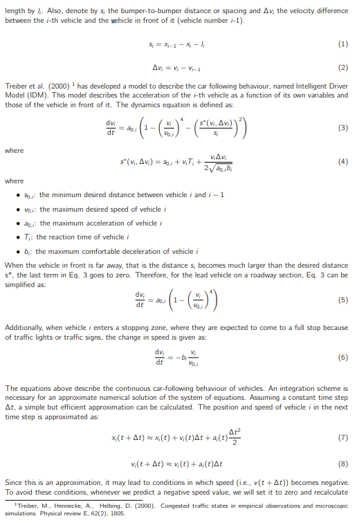 Solved The Problem Figure 1: Sketch of a car-following model | Chegg.com