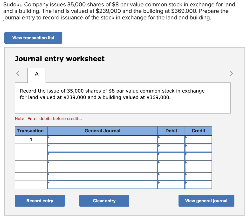 Solved Sudoku Company Issues 35 000 Shares Of 8 Par Value Chegg