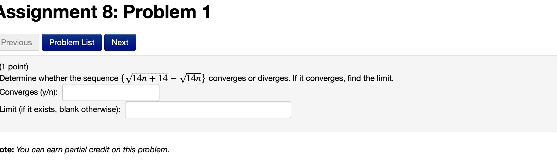 Solved Assignment 8: Problem 1 Previous Problem List Next (1 | Chegg.com